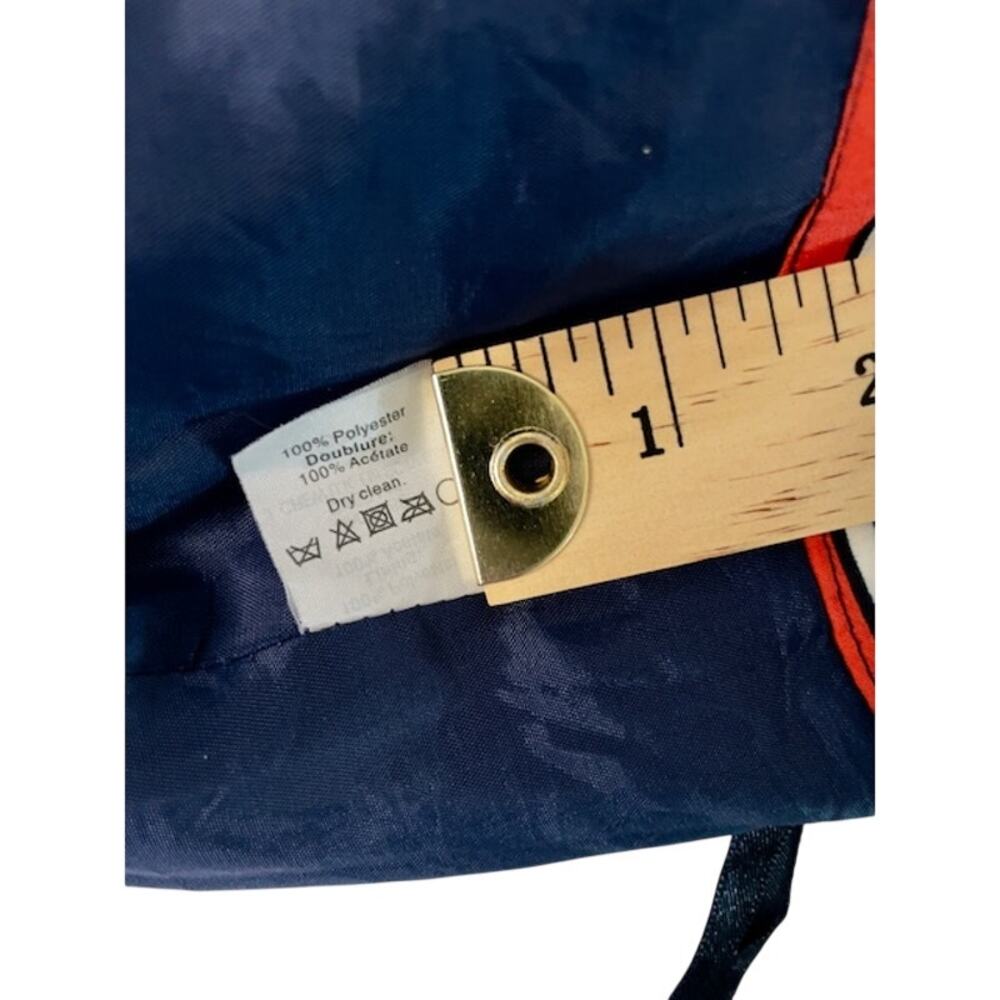 J.Crew Striped Pleated Mini Skirt Navy Orange Preppy Size 14 - Picture 5 of 9